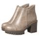 Khaki Cleated Sole HIgh Heels Chunky Ankle Miltary Chelsea Boots Shoes High Heels Zvoof