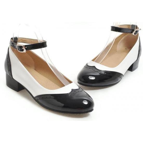 White Black Patent Classy Wingtip Lolita Womens Mary Jane Flats Shoes Mary Jane Zvoof