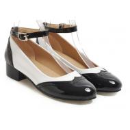 White Black Patent Classy Wingtip Lolita Womens Mary Jane Flats Shoes