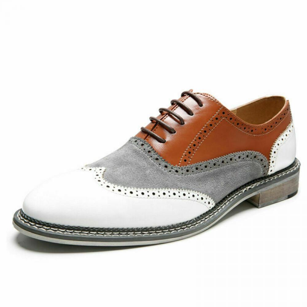 White Brown Wingtip Baroque Lace Up Mens Oxfords Prom Dress ...