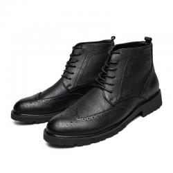 Black Wingtip Baroque Mens Vintage Booties Ankle Boots Shoe