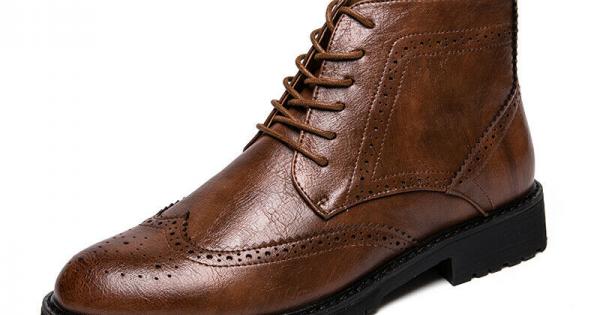 Brown Wingtip Baroque Mens Vintage Booties Ankle Boots Shoe ...