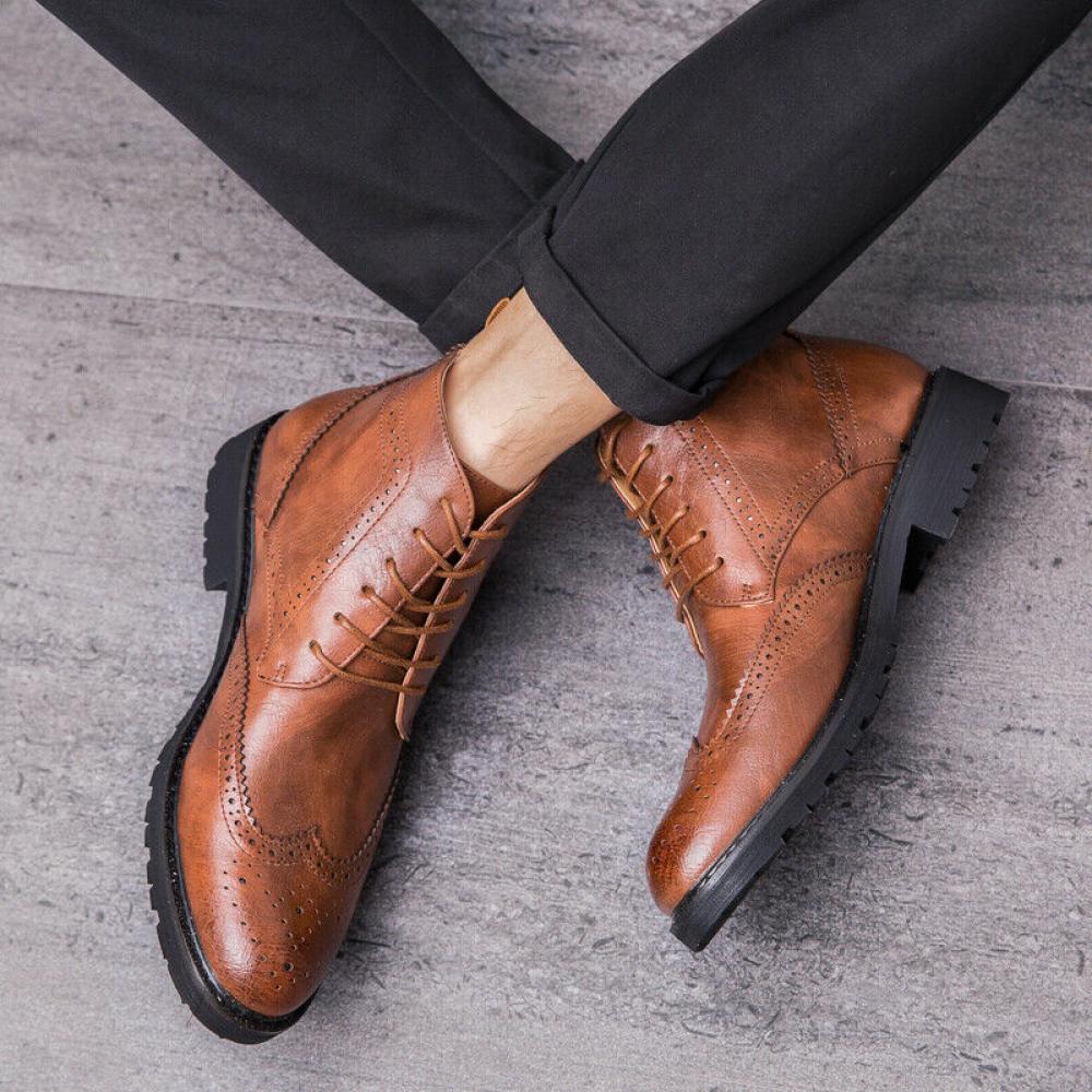 Brown Wingtip Baroque Mens Vintage Booties Ankle Boots Shoe ...