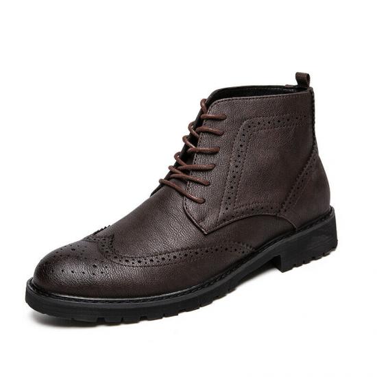 Brown Wingtip Baroque Mens Vintage Booties Ankle Boots Shoe Men s Boots Zvoof