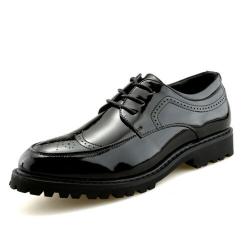 Black Patent Baroque Wingtip Lace Up Cleated Sole Mens Oxfords Shoes