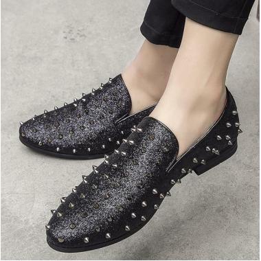 Red Glitters Bling Spikes Studs Loafers Flats Mens Prom Shoes ...