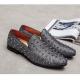 Grey Glitters Spikes Rivets Studs Punk Rock Mens Loafers Prom Shoes Loafers Zvoof