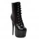 Black Patent Lace Up Platforms Gothic Stiletto Super High Heels Boots Shoes High Heels Zvoof