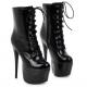 Black Patent Lace Up Platforms Gothic Stiletto Super High Heels Boots Shoes High Heels Zvoof