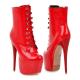 Red Patent Lace Up Platforms Gothic Stiletto Super High Heels Boots Shoes High Heels Zvoof