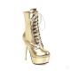Gold Lace Up Platforms Gothic Stiletto Super High Heels Boots Shoes Super High Heels Zvoof