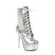 Silver Lace Up Platforms Gothic Stiletto Super High Heels Boots Shoes Super High Heels Zvoof