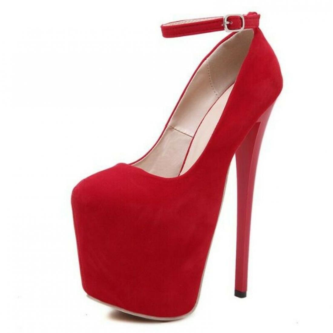 Red Lace Up Ballets Suede Platforms Super High Stiletto Heels 7581