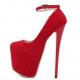 Red Lace Up Ballets Suede Platforms Super High Stiletto Heels Shoes Super High Heels Zvoof