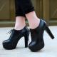 Black Baroque Lace Up Platforms Block High Heels Womens Oxfords Shoes Oxfords Zvoof