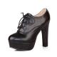 Black Baroque Lace Up Platforms Block High Heels Womens Oxfords Shoes Oxfords Zvoof
