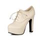 Cream Baroque Lace Up Platforms Block High Heels Womens Oxfords Shoes Oxfords Zvoof