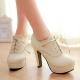 Cream Baroque Lace Up Platforms Block High Heels Womens Oxfords Shoes Oxfords Zvoof