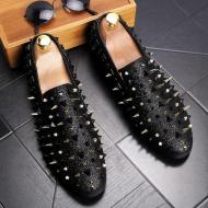 Black Gold Glitters Bling Spikes Studs Loafers Flats Mens Prom Shoes