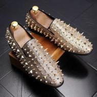 Gold Glitters Bling Spikes Studs Loafers Flats Mens Prom Shoes