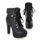 Black Lace Up Ankle Flaps Platforms Chunky Block High Heels Boots Shoes High Heels Zvoof