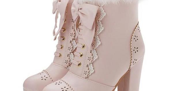 pink and white boots