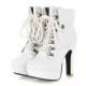 White Lace Up Ankle Flaps Platforms Chunky Block High Heels Boots Shoes High Heels Zvoof