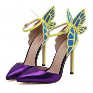Purple Butterfly Wings High Stiletto Heels Evening Party Sandals Shoes