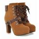 Brown Suede Lace Up Ankle Platforms High Heels Lolita Boots Booties High Heels Zvoof