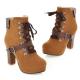 Brown Suede Lace Up Ankle Platforms High Heels Lolita Boots Booties High Heels Zvoof